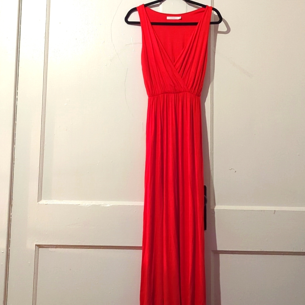 Lush Womens Red Casual Dress Maxi Length Size Medium
